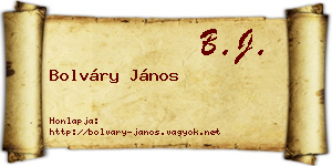 Bolváry János névjegykártya
